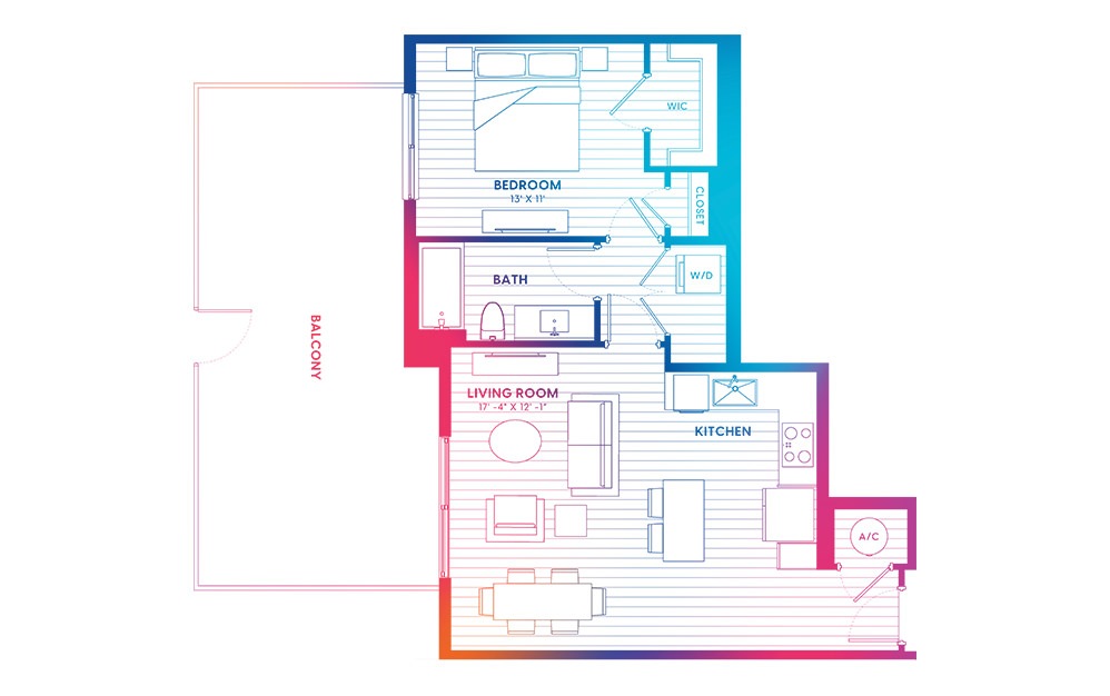 A3.1-N - 1 bedroom floorplan layout with 1 bath and 745 square feet.