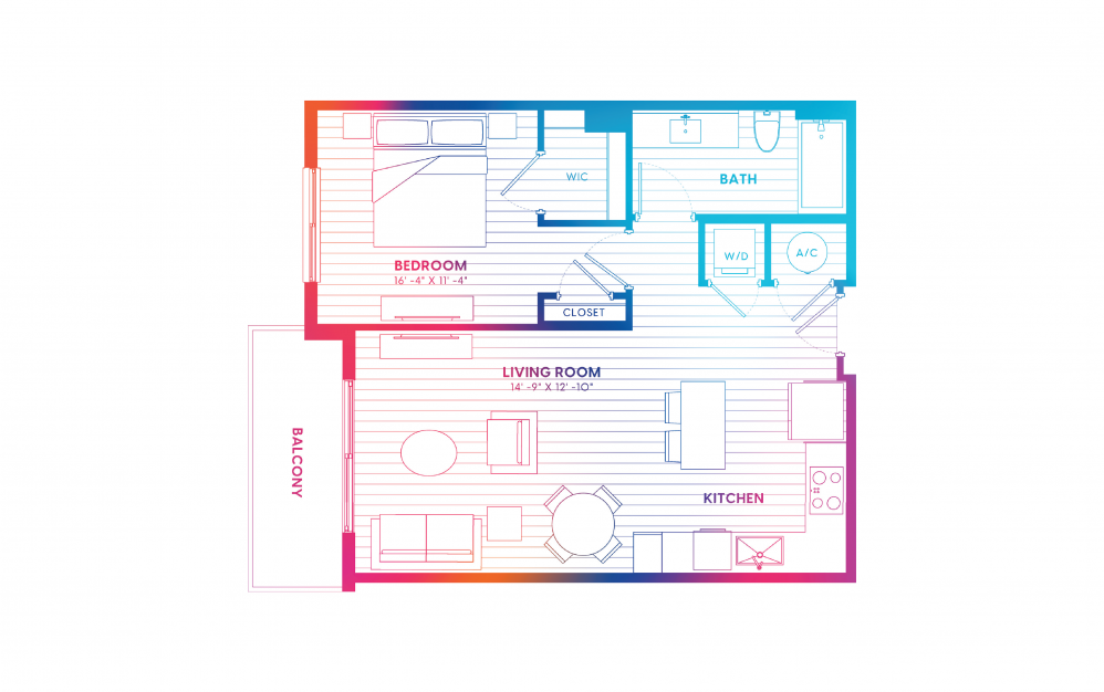 A2-N - 1 bedroom floorplan layout with 1 bath and 700 square feet. A2-N - 1 bedroom floorplan layout with 1 bath and 700 square feet.