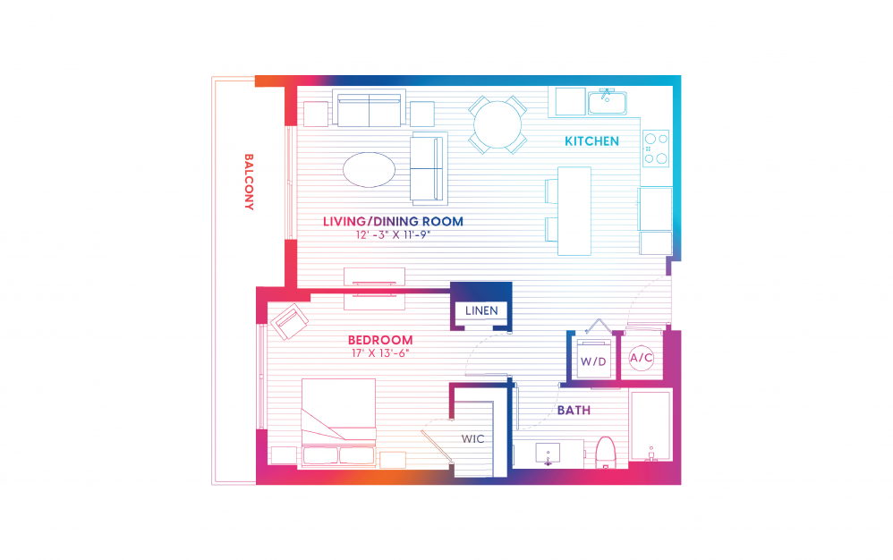 A2-S - 1 bedroom floorplan layout with 1 bath and 742 square feet. A2-S - 1 bedroom floorplan layout with 1 bath and 742 square feet.