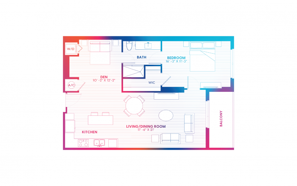 A3-S - 1 bedroom floorplan layout with 1 bath and 916 square feet. A3-S - 1 bedroom floorplan layout with 1 bath and 916 square feet.