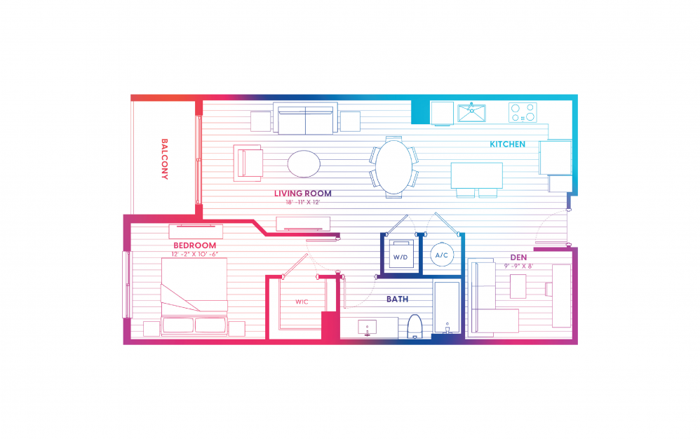 A5-N - 1 bedroom floorplan layout with 1 bath and 830 square feet. A5-N - 1 bedroom floorplan layout with 1 bath and 830 square feet.