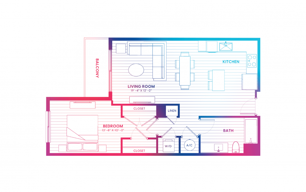 A6-N - 1 bedroom floorplan layout with 1 bath and 760 square feet. A6-N - 1 bedroom floorplan layout with 1 bath and 760 square feet.