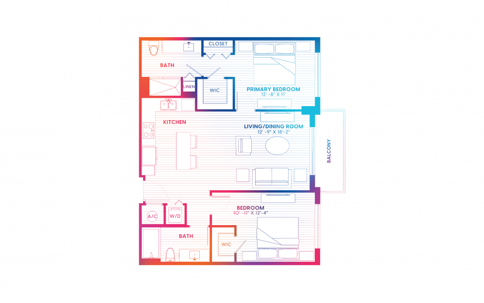 B1-S - 2 bedroom floorplan layout with 2 baths and 1026 square feet. B1-S - 2 bedroom floorplan layout with 2 baths and 1026 square feet.
