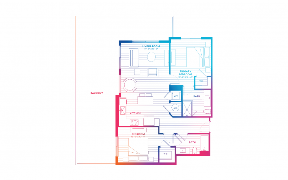 B10-N - 2 bedroom floorplan layout with 2 baths and 1034 square feet. B10-N - 2 bedroom floorplan layout with 2 baths and 1034 square feet.