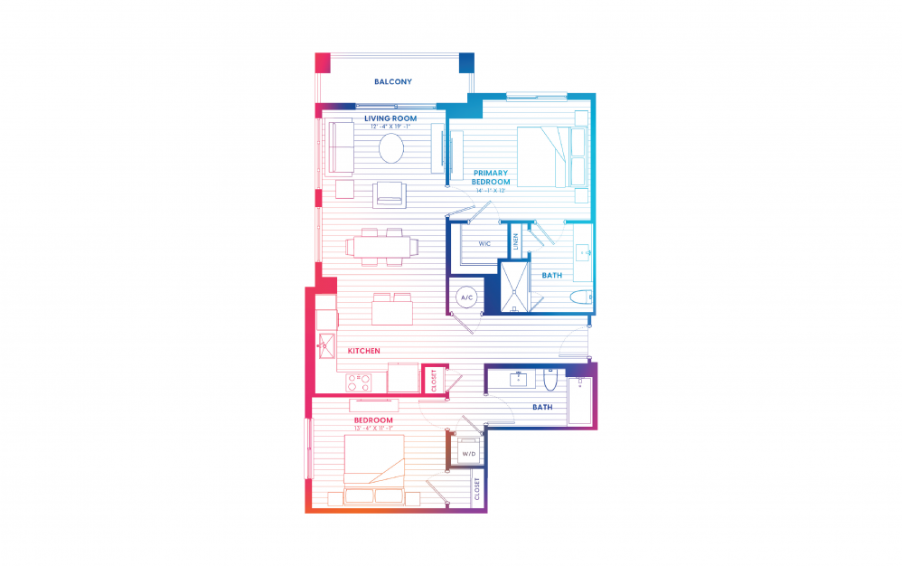 B2-N - 2 bedroom floorplan layout with 2 baths and 1080 square feet. B2-N - 2 bedroom floorplan layout with 2 baths and 1080 square feet.