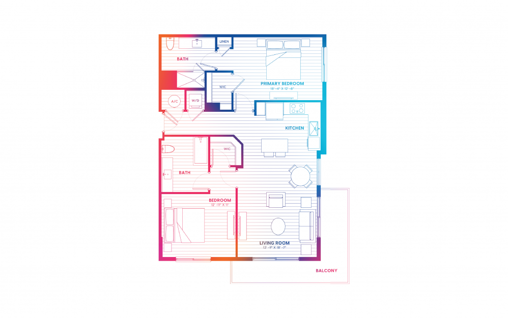 B3-N - 2 bedroom floorplan layout with 2 baths and 1114 square feet. B3-N - 2 bedroom floorplan layout with 2 baths and 1114 square feet.