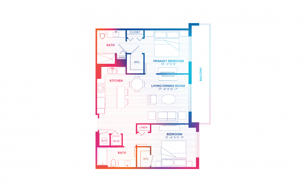 B3-S - 2 bedroom floorplan layout with 2 baths and 1061 square feet. B3-S - 2 bedroom floorplan layout with 2 baths and 1061 square feet.