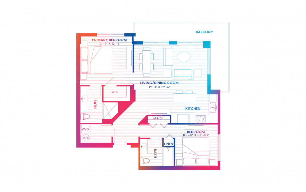 B5-S - 2 bedroom floorplan layout with 2 baths and 1134 square feet. B5-S - 2 bedroom floorplan layout with 2 baths and 1134 square feet.
