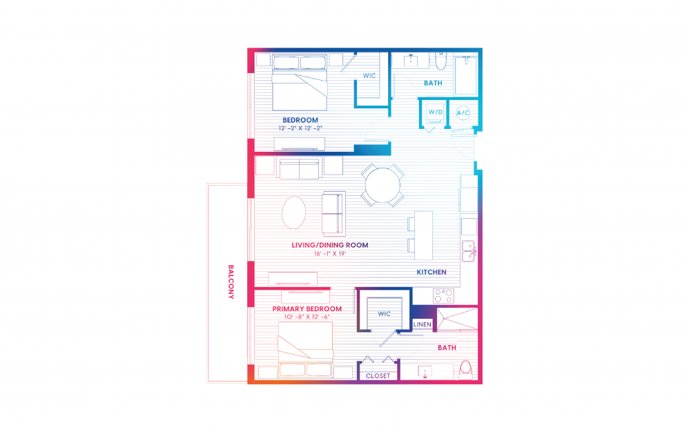 B8-S - 2 bedroom floorplan layout with 2 baths and 1156 square feet. B8-S - 2 bedroom floorplan layout with 2 baths and 1156 square feet.