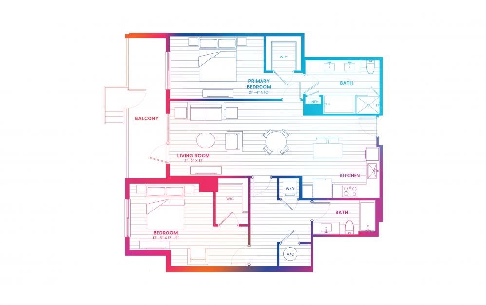 B9-N - 2 bedroom floorplan layout with 2 baths and 1257 square feet. B9-N - 2 bedroom floorplan layout with 2 baths and 1257 square feet.