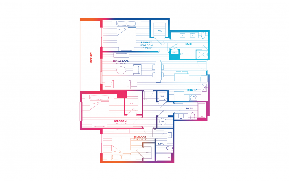 C1-N - 3 bedroom floorplan layout with 3 baths and 1430 square feet. C1-N - 3 bedroom floorplan layout with 3 baths and 1430 square feet.
