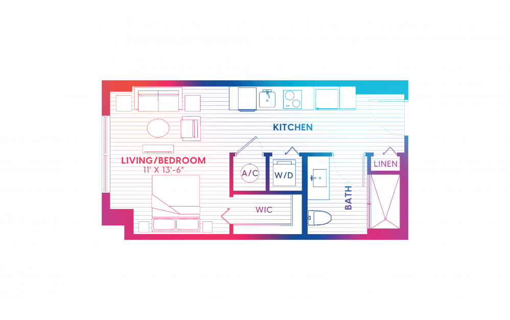 S1-S - Studio floorplan layout with 1 bath and 405 square feet. S1-S - Studio floorplan layout with 1 bath and 405 square feet.