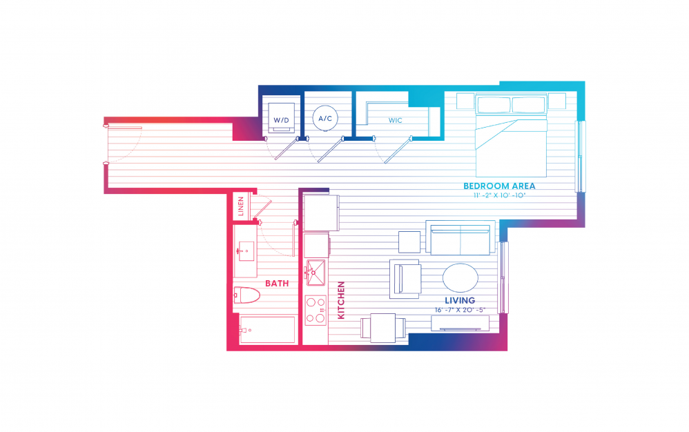 S3-N - Studio floorplan layout with 1 bath and 640 square feet. S3-N - Studio floorplan layout with 1 bath and 640 square feet.