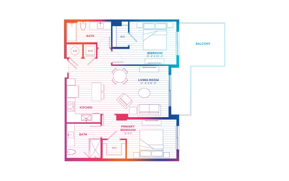 B1.1-N - 2 bedroom floorplan layout with 2 baths and 1005 square feet. B1.1-N - 2 bedroom floorplan layout with 2 baths and 1005 square feet.